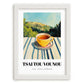 Tsai Tou Vounou Beverage – Greek Hilltop Café Scene, Greek Coffee Poster, placed in minimal white frame