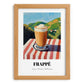 Frappé – Greek Hillside Café View, Greek Coffee Painting, set in oak frame