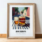 Bourbon – American Outdoor Café Scene, American Whiskey Wall Decor, in wooden frame leaning on the floor
