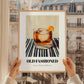 Old Fashioned – on Striped Tablecloth, American Cocktail Wall Art, styled in a charming Paris street view