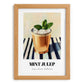 Mint Julep – on Striped Tablecloth, American Cocktail Wall Print, set in oak frame