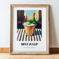 Mint Julep – American Urban Café Scene, American Cocktail Wall Print, in wooden frame leaning on the floor