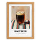Root Beer – on Striped Tablecloth, American Beverage Wall Art, set in oak frame