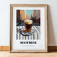 Root Beer – American Café on the Corner, American Beverage Print, in wooden frame leaning on the floor