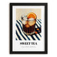 Sweet Tea – on Striped Tablecloth, American Beverage Painting, in sleek black frame