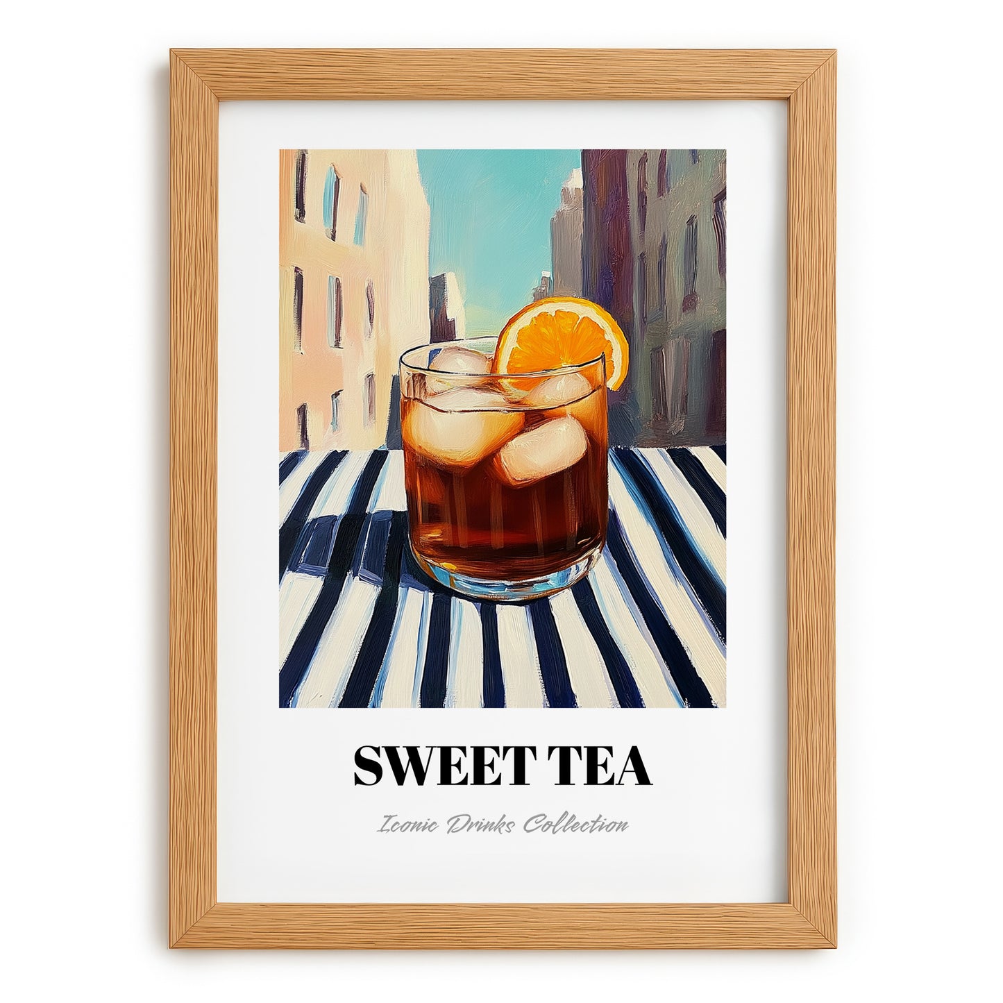 Sweet Tea – American Café on the Corner, American Beverage Wall Decor, set in oak frame