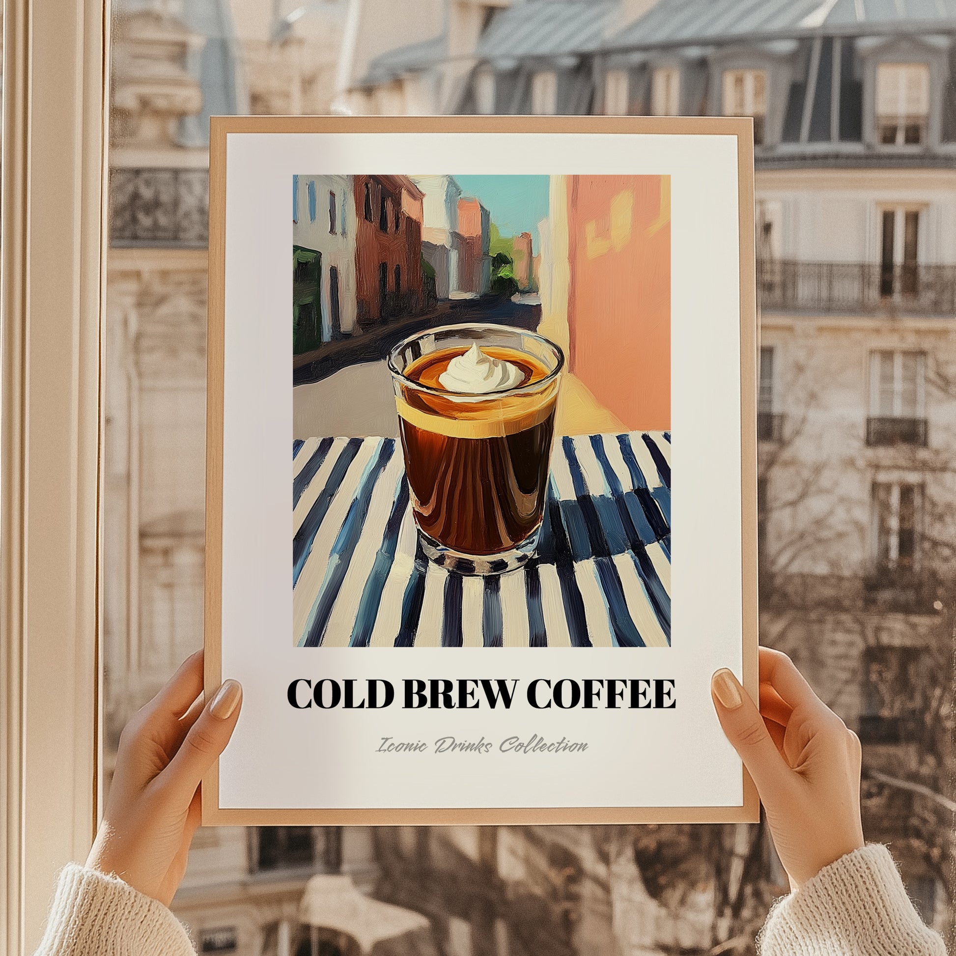 Cold Brew – American Street Café Scene, American Coffee Still Life, styled in a charming Paris street view