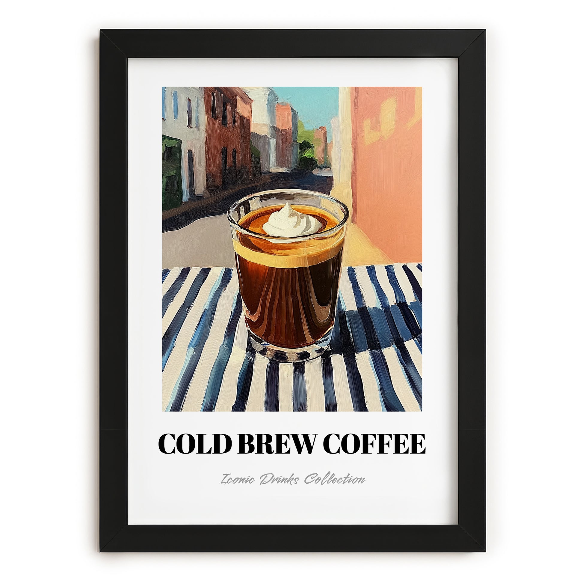 Cold Brew – American Street Café Scene, American Coffee Still Life, in sleek black frame
