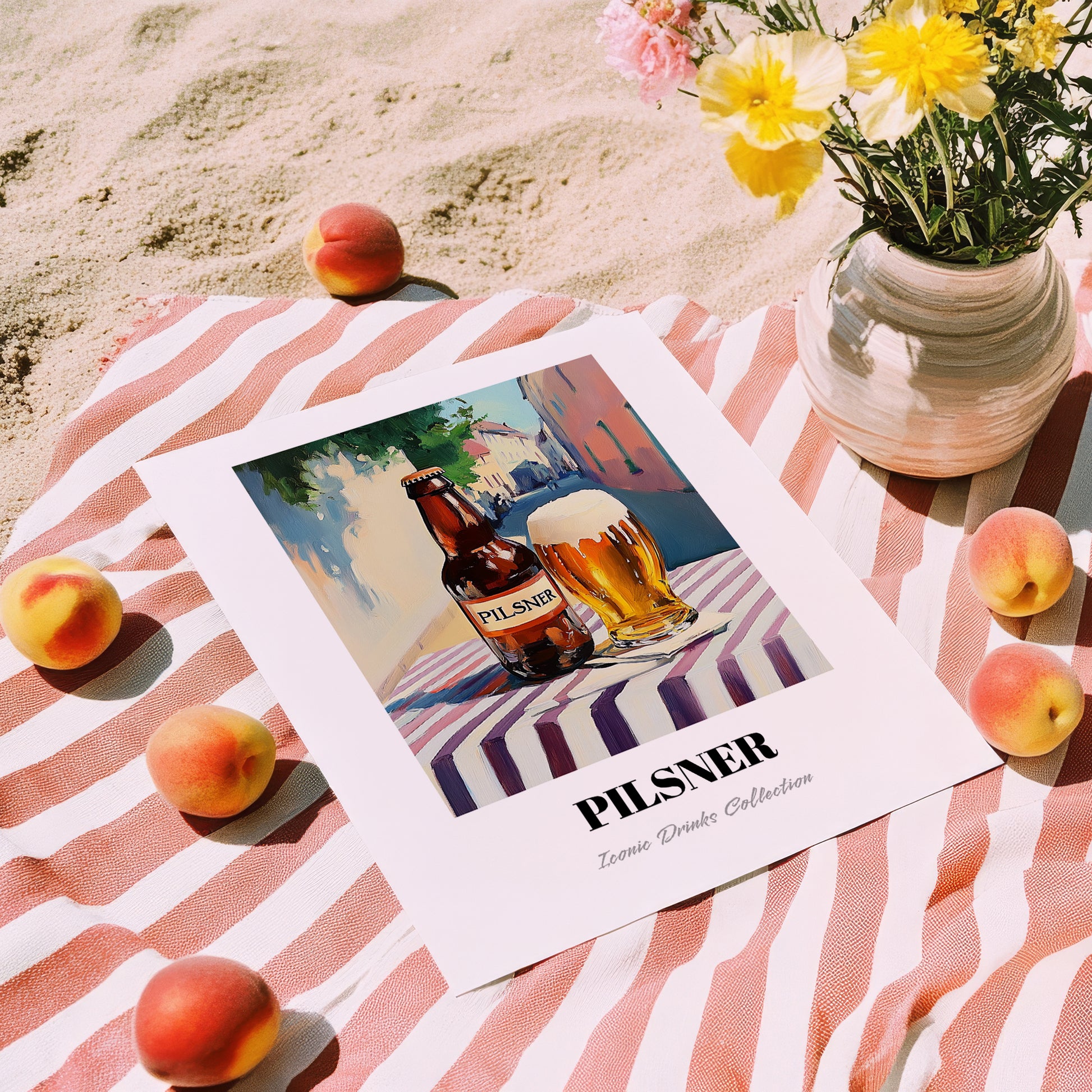 Pilsner – German Café on the Corner, German Beer Wall Decor, unframed on coastal sand