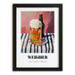 Weißbier – on Striped Tablecloth, German Beer Poster, in sleek black frame