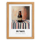 Dunkel – on Striped Tablecloth, German Beer Wall Decor, set in oak frame