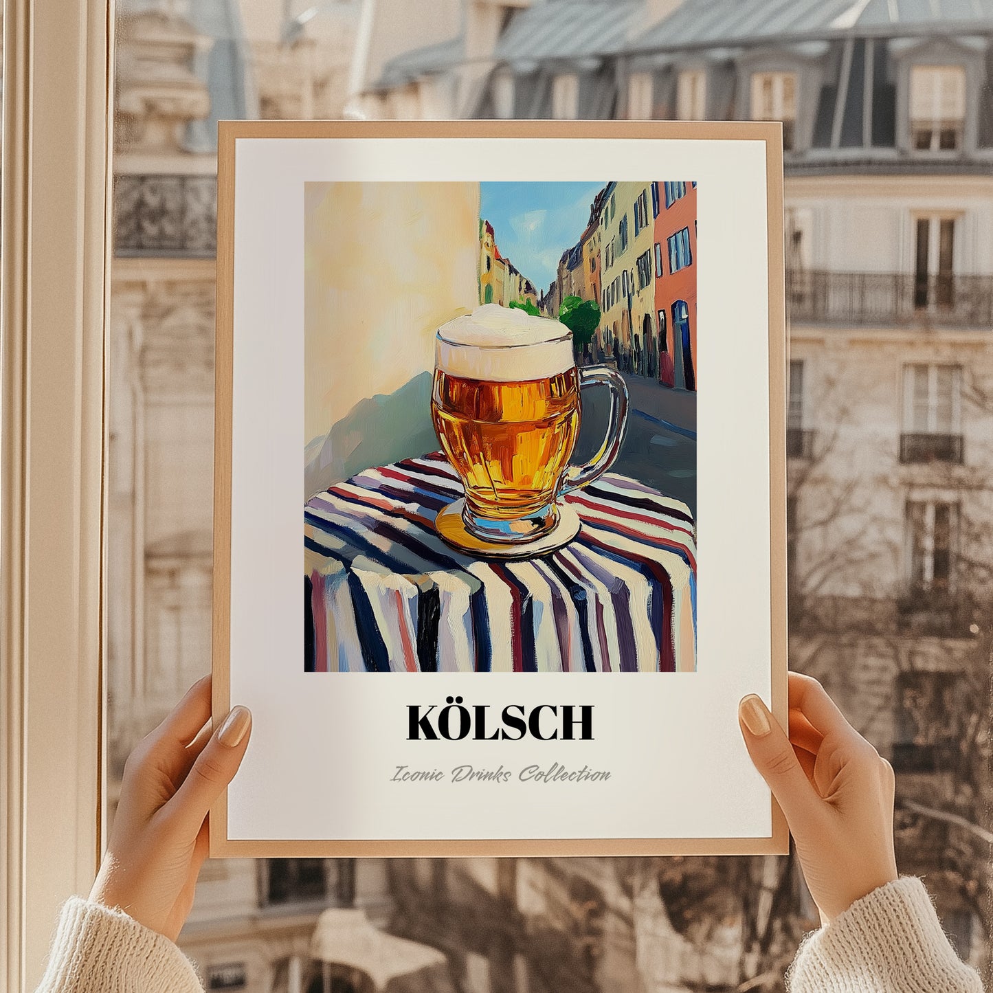 Kölsch – German Urban Café Scene, German Beer Wall Painting, styled in a charming Paris street view