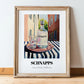 Schnapps – German Street Café Scene, German Spirit Wall Decor, in wooden frame leaning on the floor