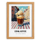 Eiskaffee – German Street Café Scene, German Coffee Wall Poster, set in oak frame
