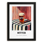 Bitter – on Striped Tablecloth, English Beer Wall Art, in sleek black frame
