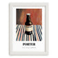 Porter – on Striped Tablecloth, English Beer Wall Decor, placed in minimal white frame
