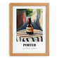 Porter – English Urban Café Scene, English Beer Poster, set in oak frame