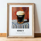 Stout – on Striped Tablecloth, English Beer Painting, in wooden frame leaning on the floor