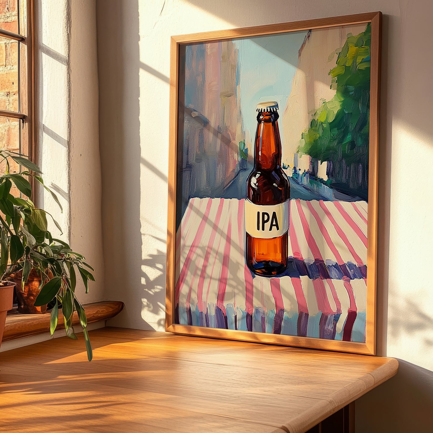 IPA – English Street Café Scene, English Beer Illustration, clean layout with no caption