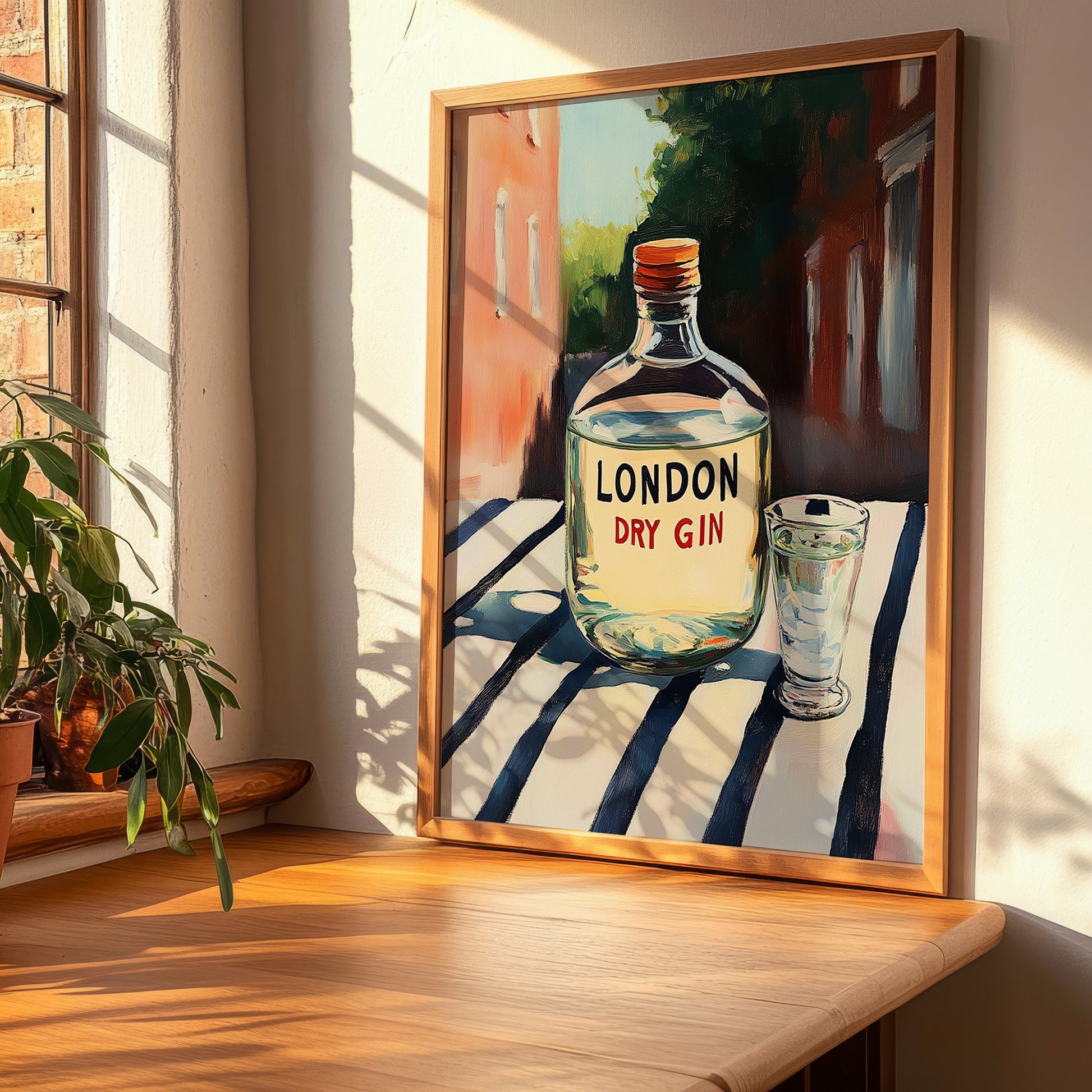 London Dry Gin – English Outdoor Café Scene, English Spirit Wall Poster, clean layout with no caption