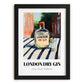 London Dry Gin – English Outdoor Café Scene, English Spirit Wall Poster, in sleek black frame