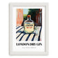London Dry Gin – English Outdoor Café Scene, English Spirit Wall Poster, placed in minimal white frame