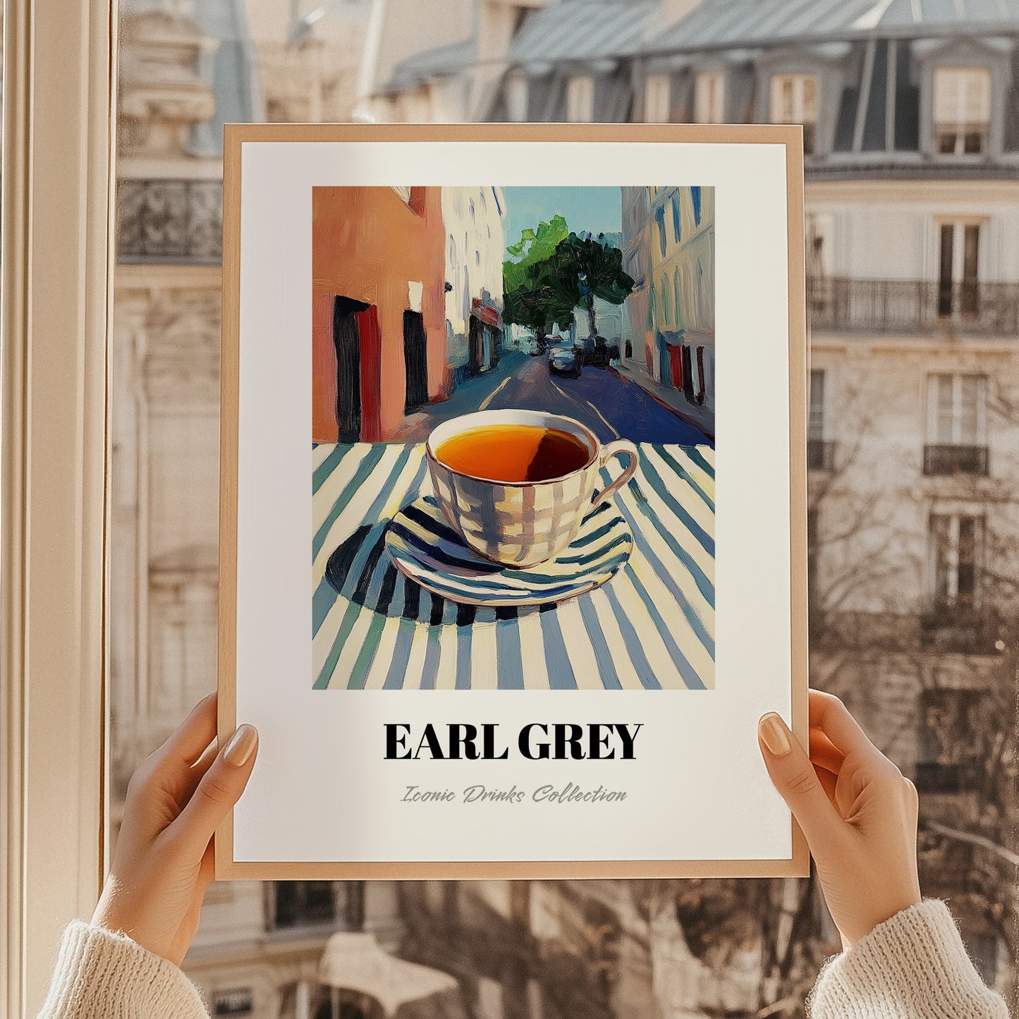 Earl Grey – English Urban Café Scene, English Tea Illustration, styled in a charming Paris street view