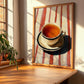 Earl Grey – on Striped Tablecloth, English Tea Still Life, clean layout with no caption