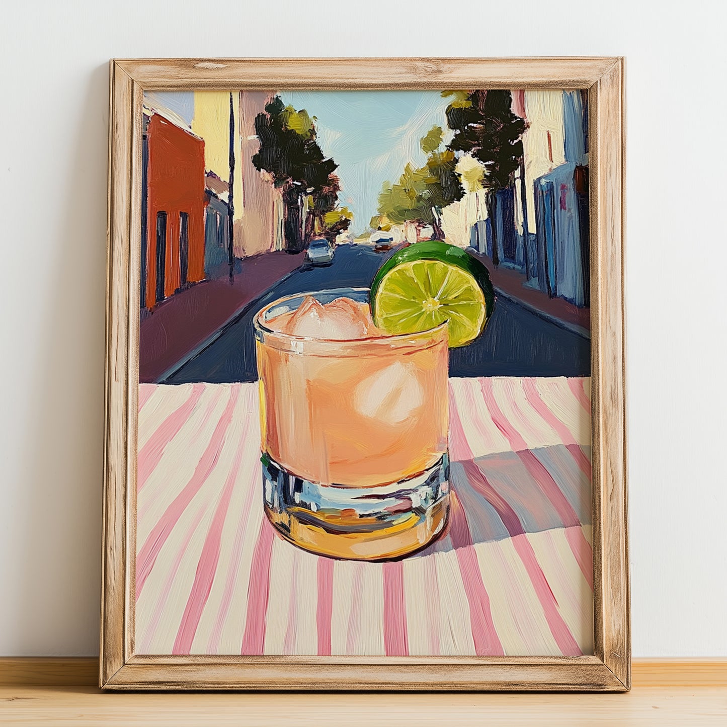 LemonLime & Bitters – Australian Outdoor Café Scene, Australian Beverage Wall Print, no-text version framed in wood