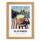 Flat White – Australian Outdoor Café Scene, Australian Beverage Still Life, set in oak frame
