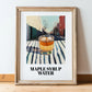 Maple Syrup Water – Canadian Urban Café Scene, Canadian Cocktail Illustration, in wooden frame leaning on the floor
