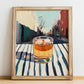 Maple Syrup Water – Canadian Urban Café Scene, Canadian Cocktail Illustration, no-text version framed in wood