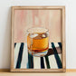 Maple Syrup Water – on Striped Tablecloth, Canadian Beverage Print, no-text version framed in wood