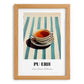 Baijiu – on Striped Tablecloth, Chinese Beverage Poster, set in oak frame