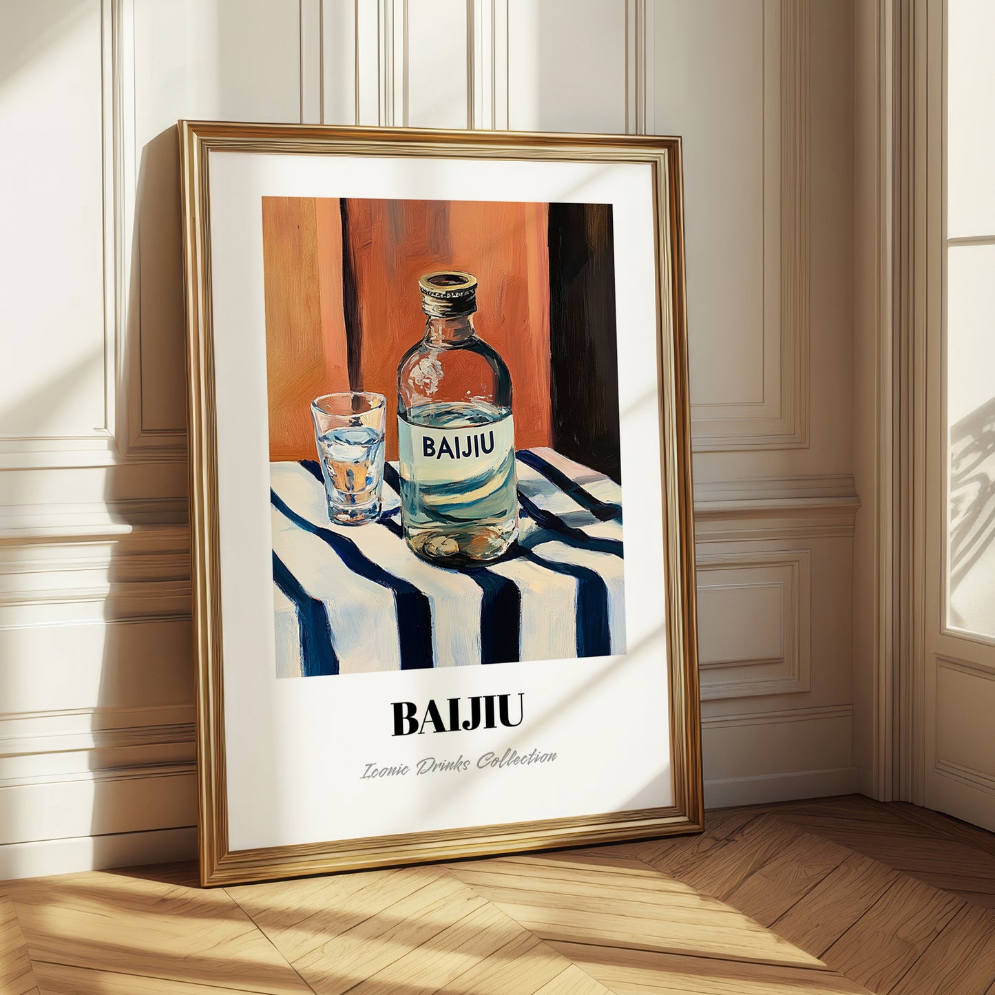 Pu-erh Tea – on Striped Tablecloth, Chinese Spirit Painting