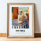 Soy Milk – Chinese Outdoor Café Scene, Chinese Spirit Wall Art, in wooden frame leaning on the floor