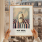 Soy Milk – on Striped Tablecloth, Chinese Beverage Illustration, styled in a charming Paris street view