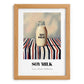 Soy Milk – on Striped Tablecloth, Chinese Beverage Illustration, set in oak frame