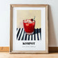 Kompot – on Striped Tablecloth, Polish Beverage Wall Decor, in wooden frame leaning on the floor