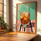Kvass – on Striped Tablecloth, Polish Beverage Illustration, clean layout with no caption