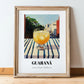 Guaraná – Brazilian Street Café Scene, Brazilian Beverage Wall Decor, in wooden frame leaning on the floor