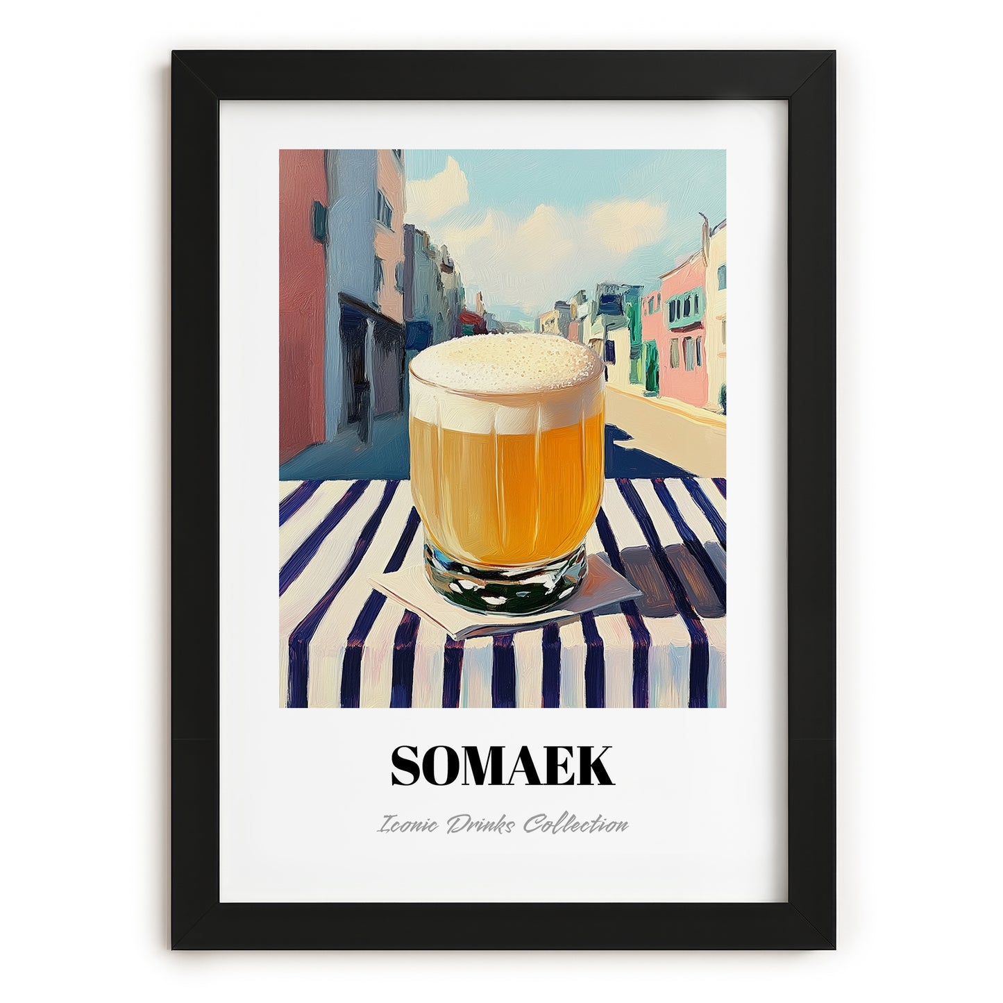 Somaek – Korean Café on the Corner, Korean Spirit Painting, in sleek black frame