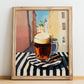 Černé Pivo – Czech Outdoor Café Scene, Czech Spirit Wall Print, no-text version framed in wood