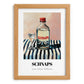 Schnaps – on Striped Tablecloth, Austrian Beer Still Life, set in oak frame