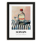 Schnaps – on Striped Tablecloth, Austrian Beer Still Life, in sleek black frame