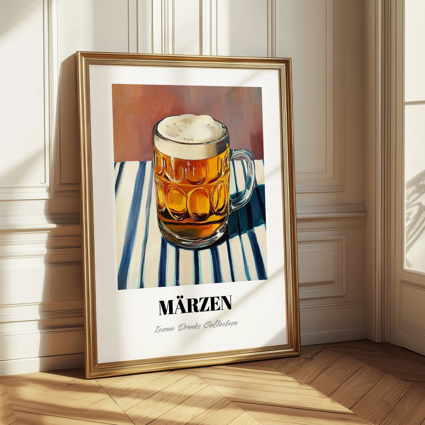 Märzen – on Striped Tablecloth, Austrian Beer Wall Decor