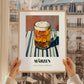 Märzen – on Striped Tablecloth, Austrian Beer Wall Decor, styled in a charming Paris street view