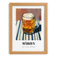 Märzen – on Striped Tablecloth, Austrian Beer Wall Decor, set in oak frame
