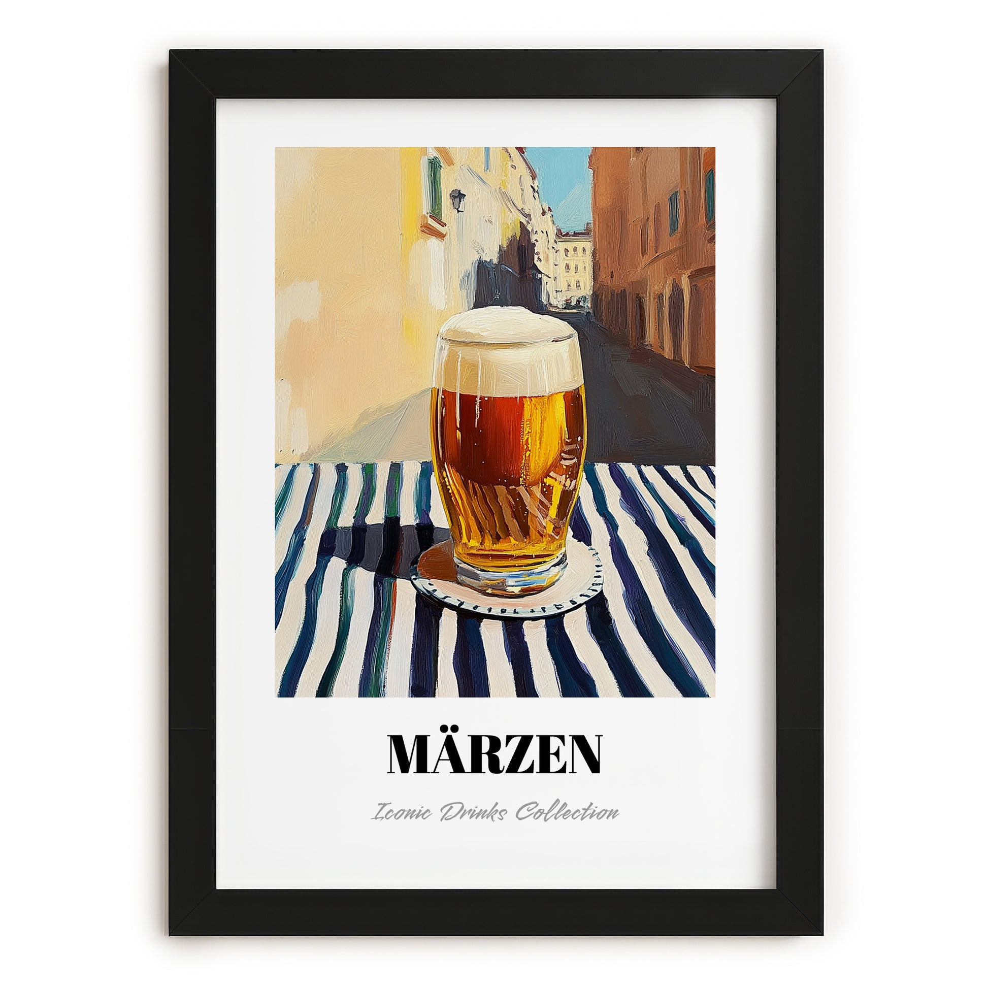 Märzen – Austrian Café on the Corner, Austrian Spirit Wall Decor, in sleek black frame