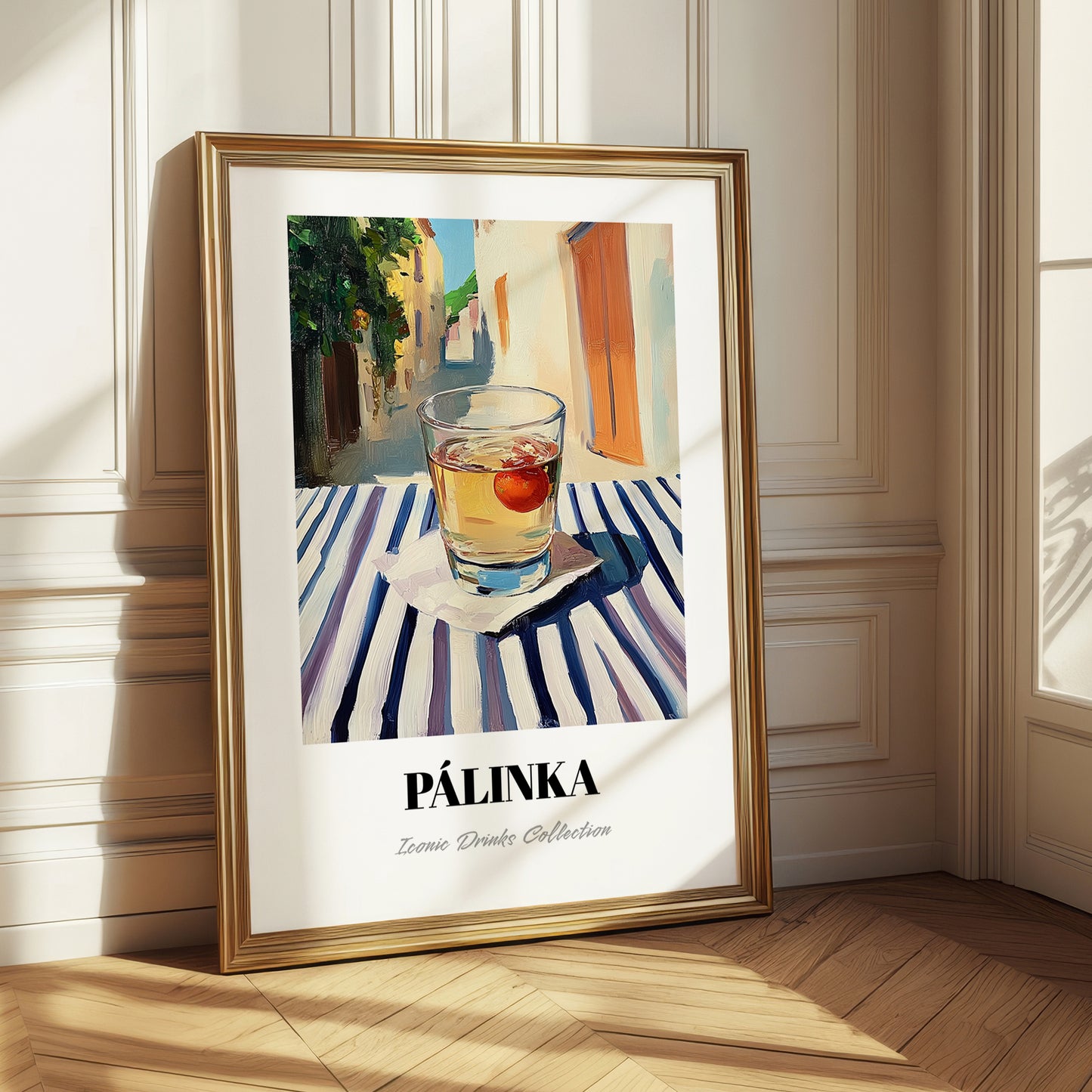 Pálinka – Hungarian Outdoor Café Scene, Hungarian Spirit Illustration